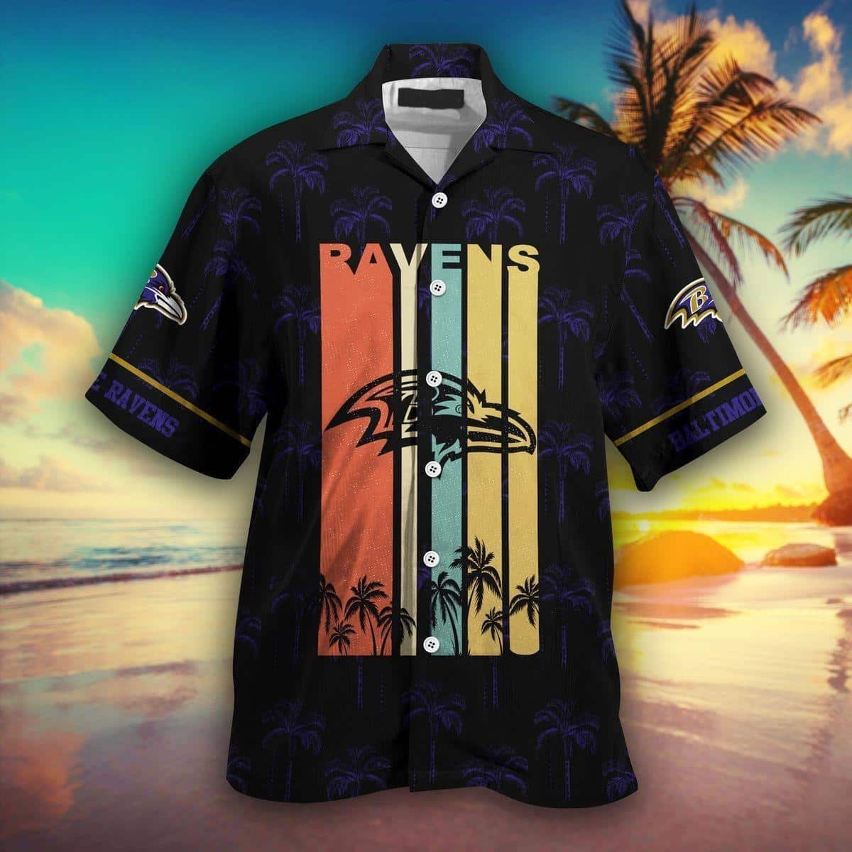 Vintage NFL Baltimore Ravens Hawaiian Shirt Colorful Team Name Gift For Dad From Daughter Vintage NFL Baltimore Ravens Hawaiian Shirt Colorful Team Name Gift For Dad From Daughter