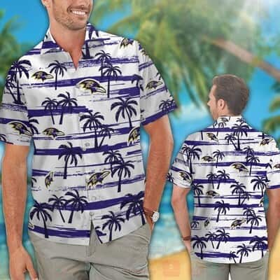Retro NFL Baltimore Ravens Hawaiian Shirt Palm Forest Gift For Dad From Daughter Retro NFL Baltimore Ravens Hawaiian Shirt Palm Forest Gift For Dad From Daughter