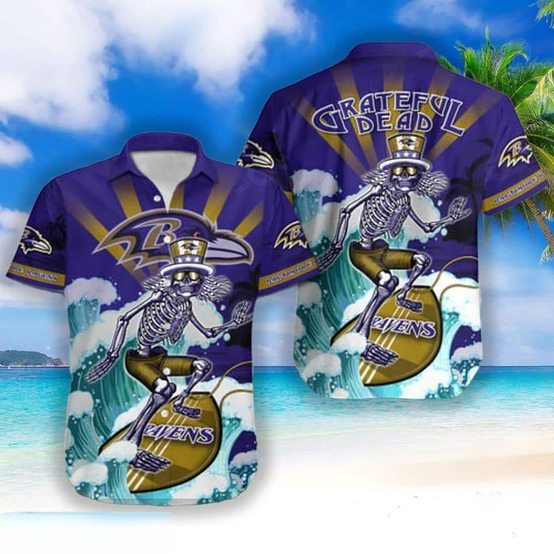 NFL Baltimore Ravens Hawaiian Shirt Funny Grateful Dead Gift For Cool Dad