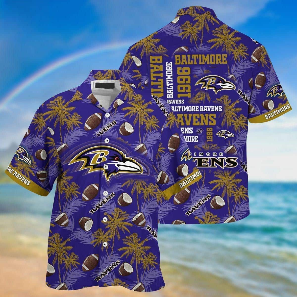 Vintage NFL Baltimore Ravens Hawaiian Shirt Aloha Tropical Summer Gift For New Grandpa