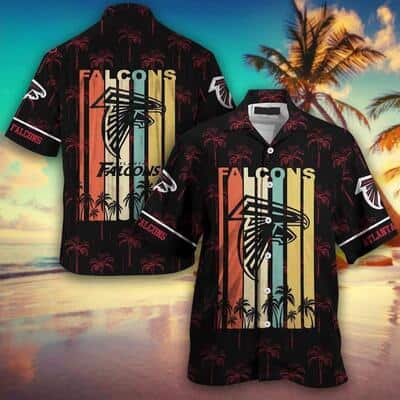 NFL Atlanta Falcons Hawaiian Shirt Dark Palm Trees Beach Lovers Gift