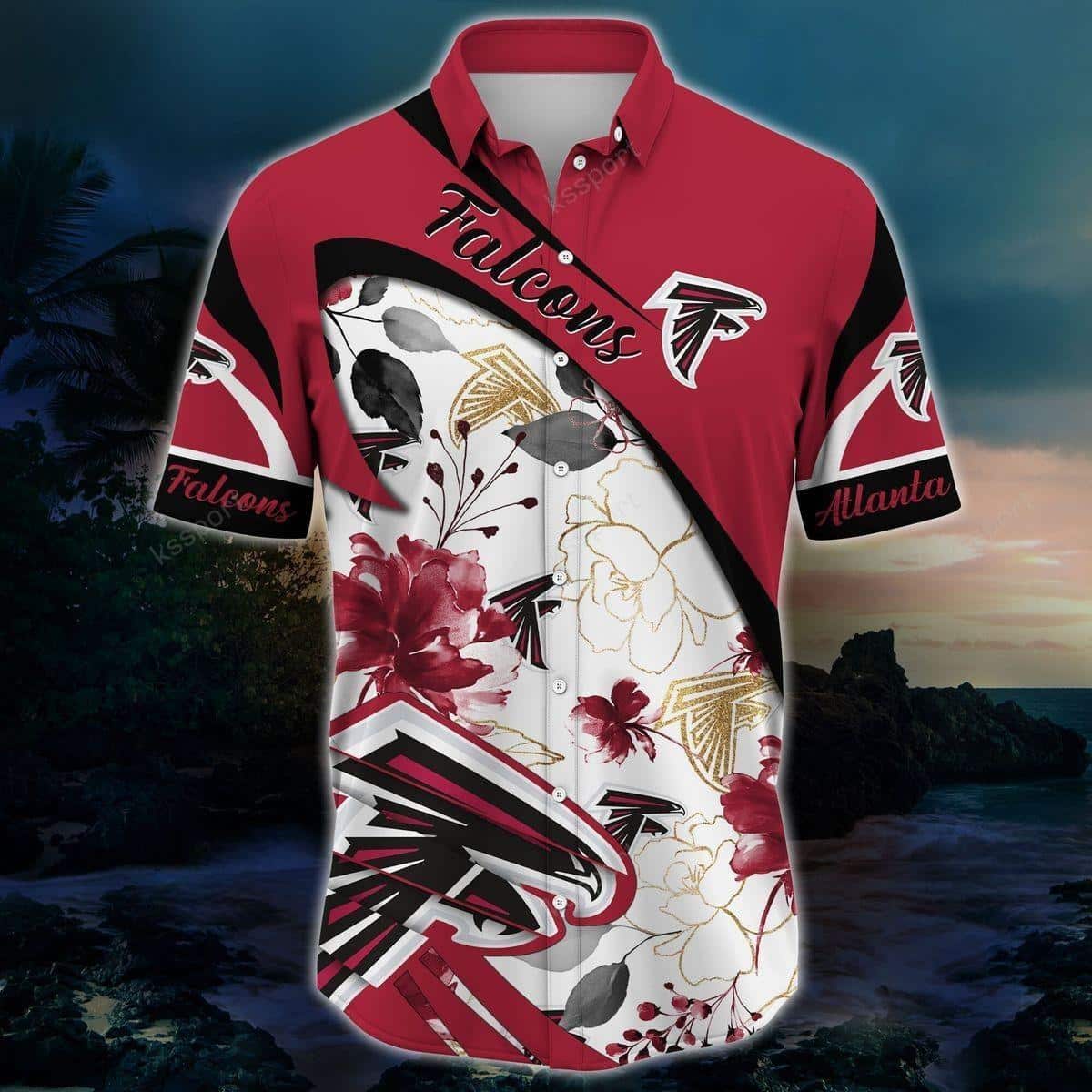 NFL Atlanta Falcons Hawaiian Shirt Tropical Blossom Nature Lovers Gift NFL Atlanta Falcons Hawaiian Shirt Tropical Blossom Nature Lovers Gift