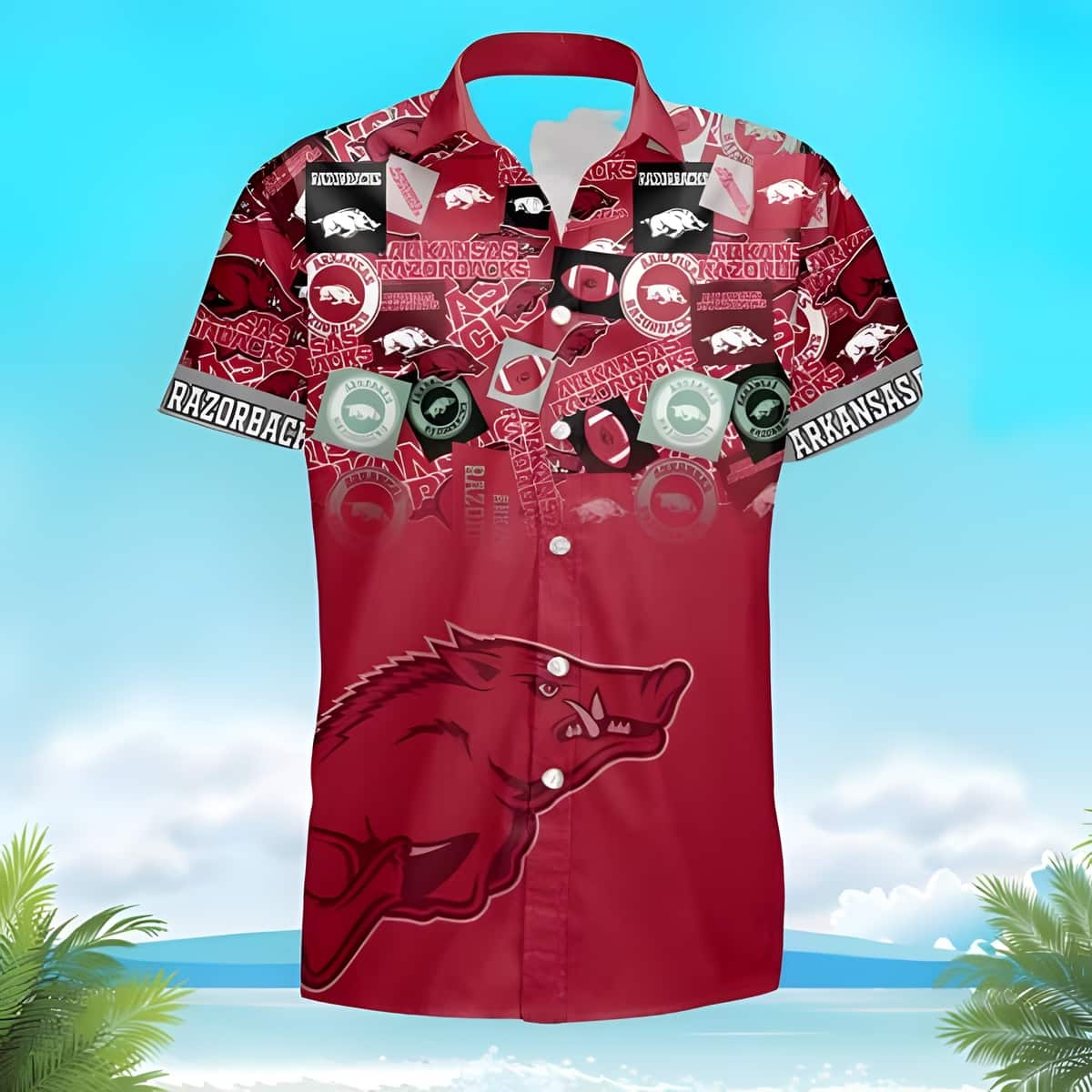 Red Aloha NCAA Arkansas Razorbacks Hawaiian Shirt Team Logo Gift For Football Fans