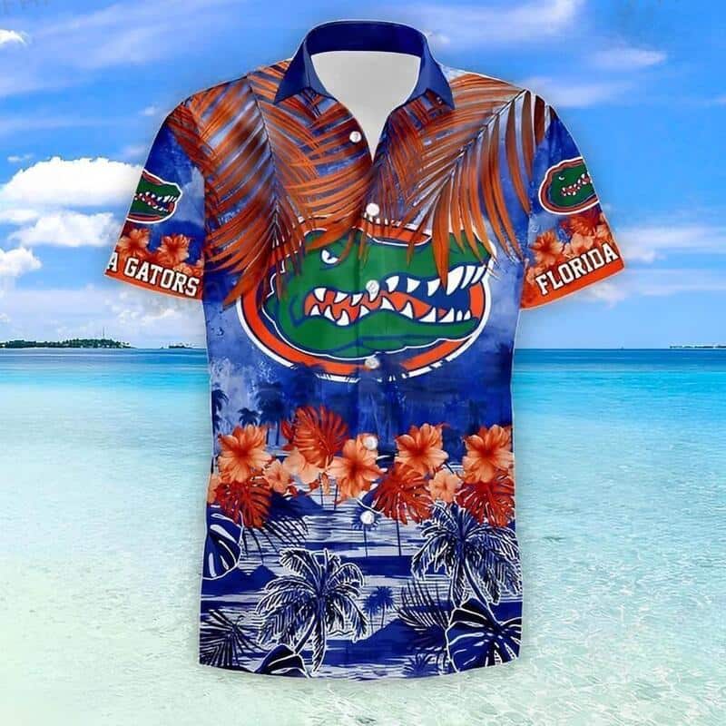 Men's Bright Hawaiian Aloha Shirt - Tipsy Elves Horizontal Stretch, Blue Gator Print, 3XL - View #2