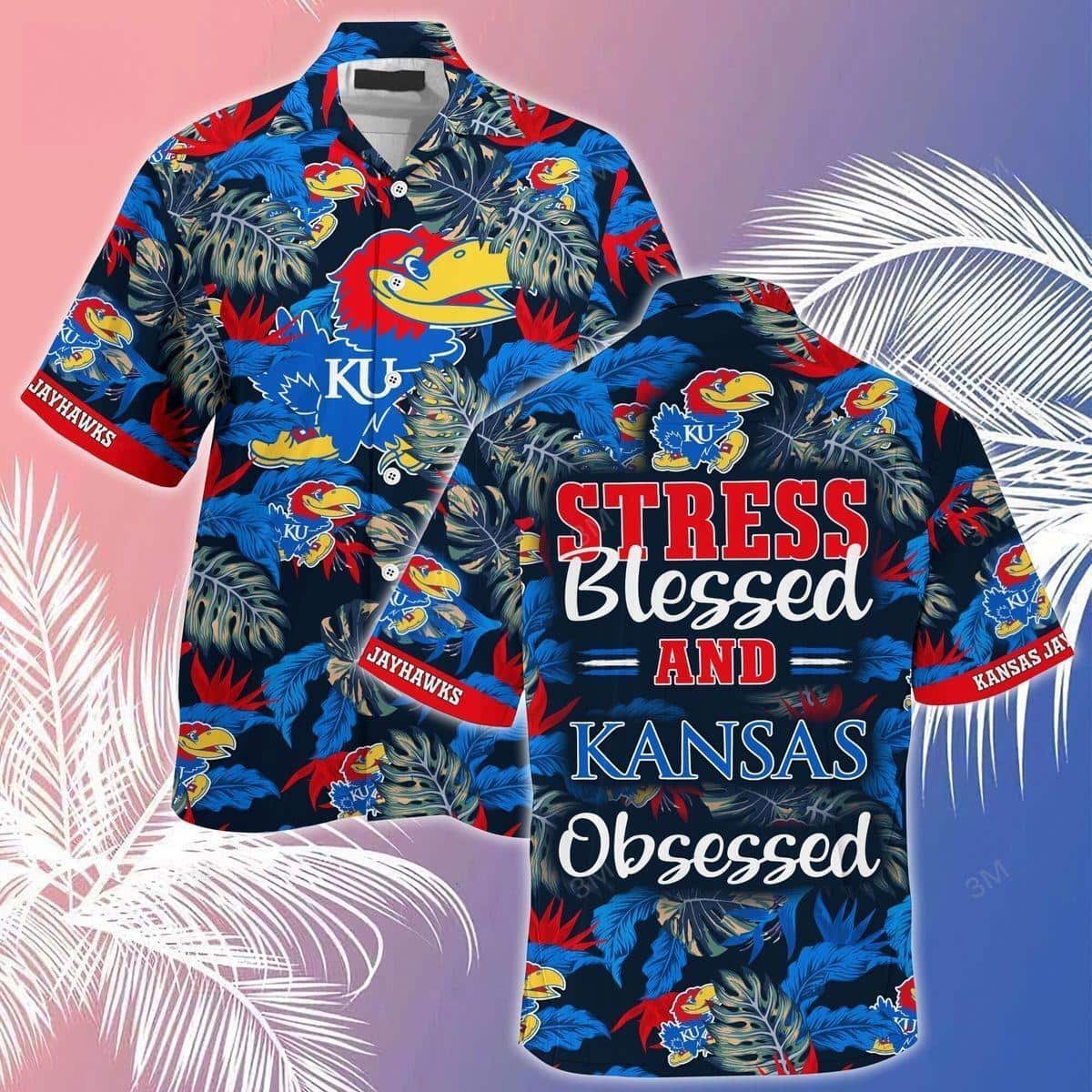 NCAA Kansas Jayhawks Hawaiian Shirt Colorful Flora And Fauna Gift For Beach Lovers