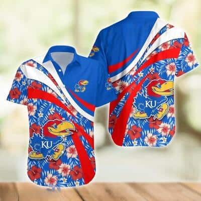 NCAA Kansas Jayhawks Hawaiian Shirt Hibiscus Flowers Gift Ideas For Summer NCAA Kansas Jayhawks Hawaiian Shirt Hibiscus Flowers Gift Ideas For Summer