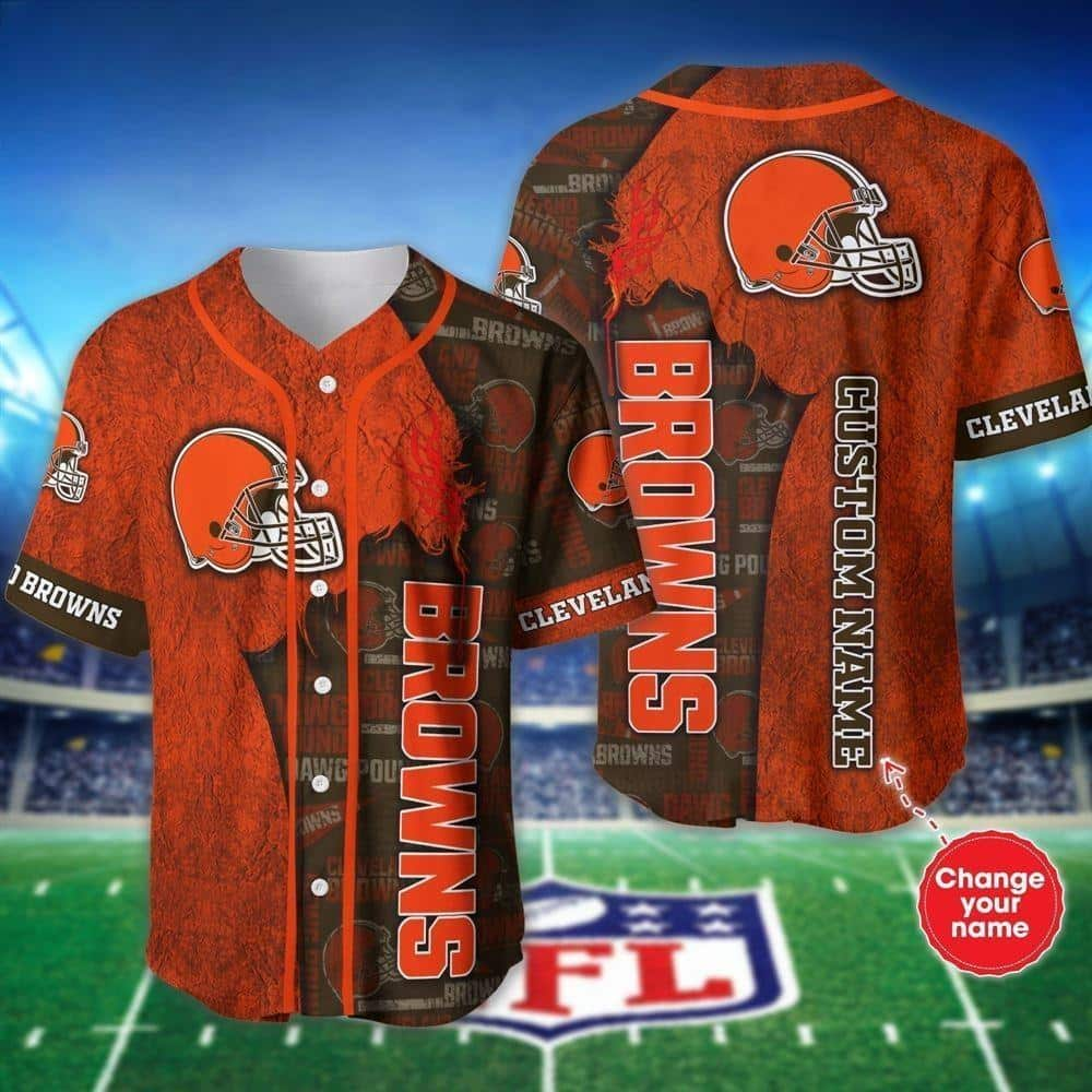 Personalized Cleveland Browns Baseball Jersey Custom Name Gift For NFL Fans