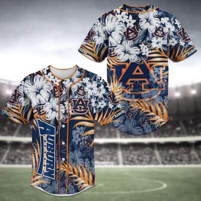 Aloha NCAA Auburn Tigers Baseball Jersey Hibiscus Flowers Cool Gift For Dad