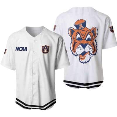 White NCAA Auburn Tigers Baseball Jersey Mascot Logo Gift For Coaches White NCAA Auburn Tigers Baseball Jersey Mascot Logo Gift For Coaches