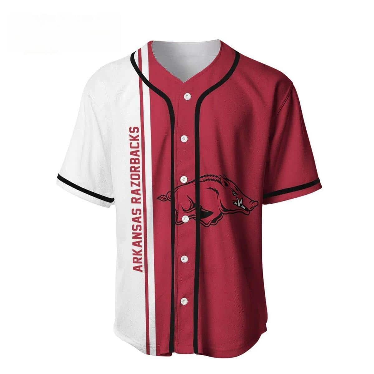 Red And White NCAA Arkansas Razorbacks Baseball Jersey Best Gift For Football Players