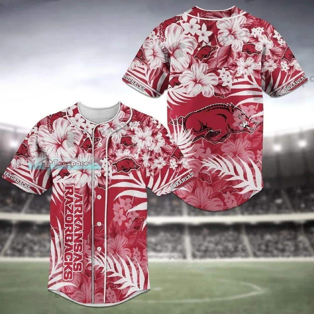 Aloha NCAA Arkansas Razorbacks Baseball Jersey Tropical Flower Gift For Football Fans