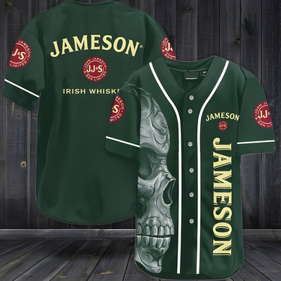 Jameson Baseball Jersey Irish Whiskey With White Skull Gift For Best Friend Jameson Baseball Jersey Irish Whiskey With White Skull Gift For Best Friend