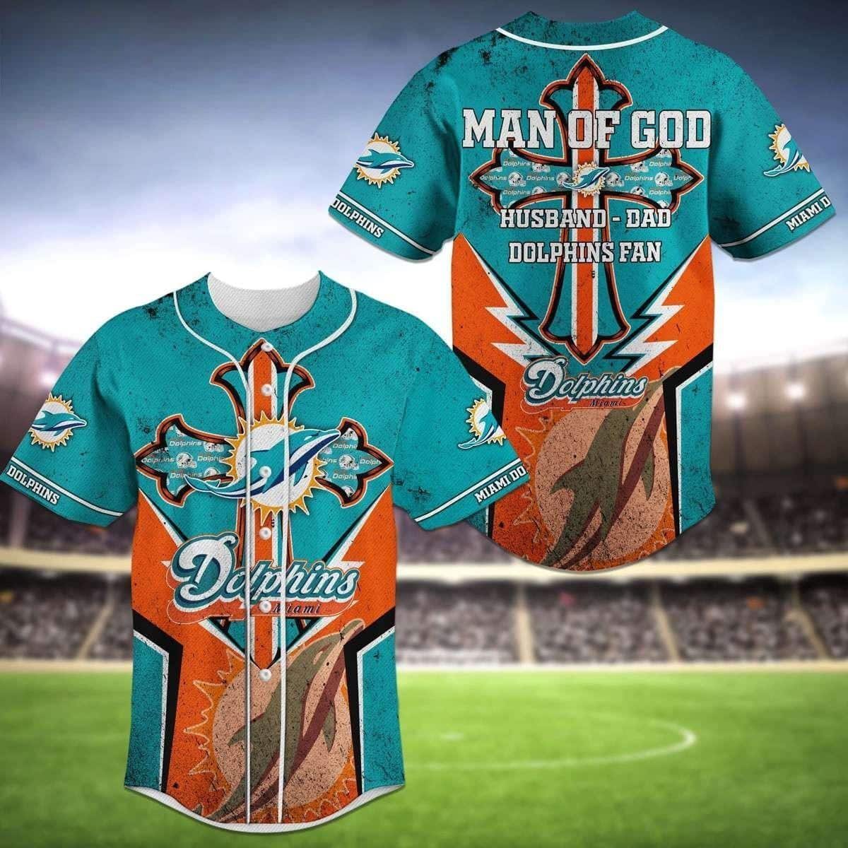 Awesome NFL Miami Dolphins Baseball Jersey Man Of God Husband Dad Dolphins Fan Gift For Boyfriend Awesome NFL Miami Dolphins Baseball Jersey Man Of God Husband Dad Dolphins Fan Gift For Boyfriend