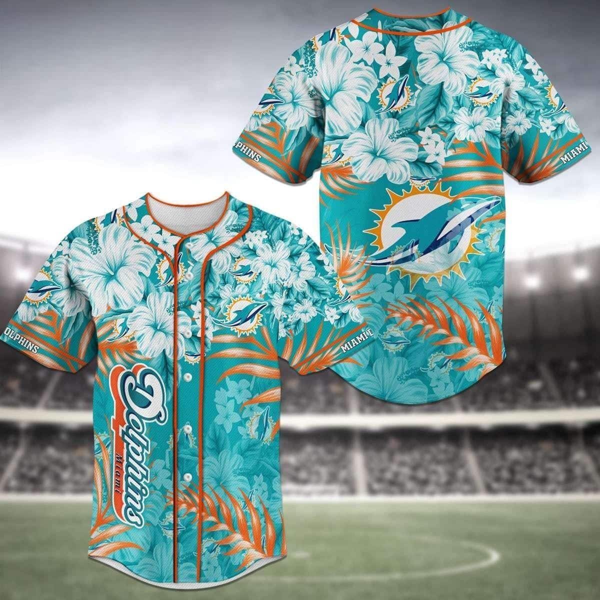 Aloha NFL Miami Dolphins Baseball Jersey Hibiscus Flowers Gift For Friendship Aloha NFL Miami Dolphins Baseball Jersey Hibiscus Flowers Gift For Friendship