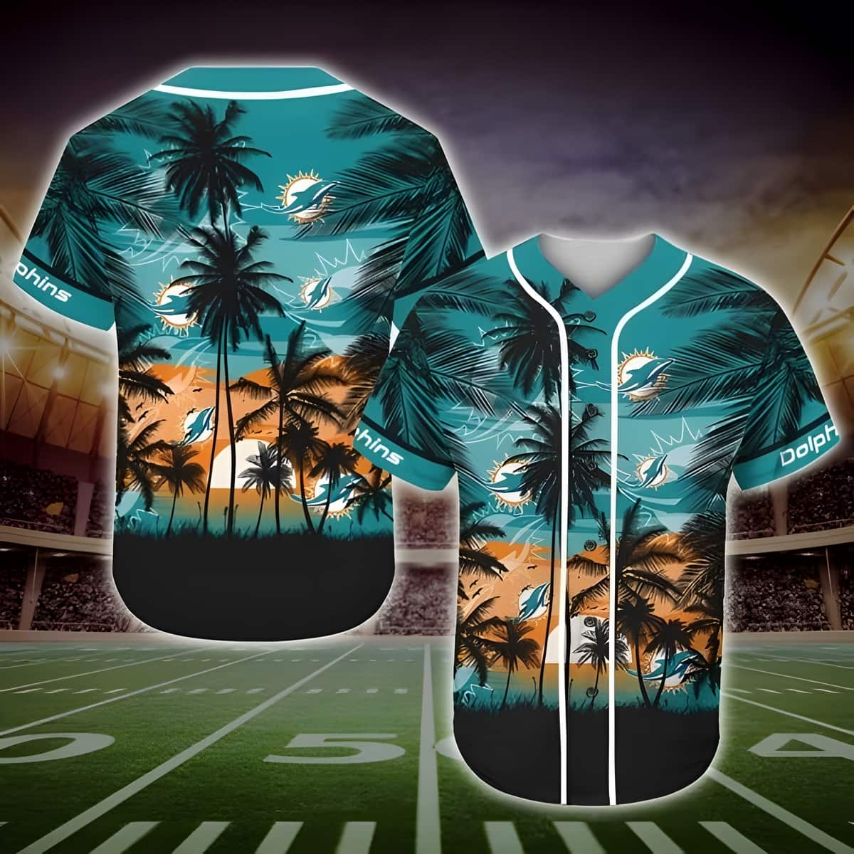 Vintage NFL Miami Dolphins Baseball Jersey Palm Tree Summer Gift Vintage NFL Miami Dolphins Baseball Jersey Palm Tree Summer Gift