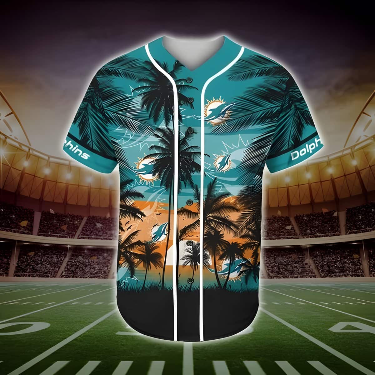 Vintage NFL Miami Dolphins Baseball Jersey Palm Tree Summer Gift Vintage NFL Miami Dolphins Baseball Jersey Palm Tree Summer Gift