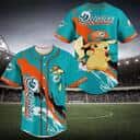 Special Miami Dolphins Baseball Jersey Pikachu Wearing Hat Gift For Friends
