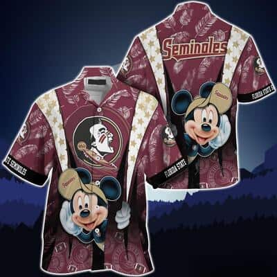 NCAA Florida State Seminoles Hawaiian Shirt Mickey Mouse Gift For Disney Lovers NCAA Florida State Seminoles Hawaiian Shirt Mickey Mouse Gift For Disney Lovers