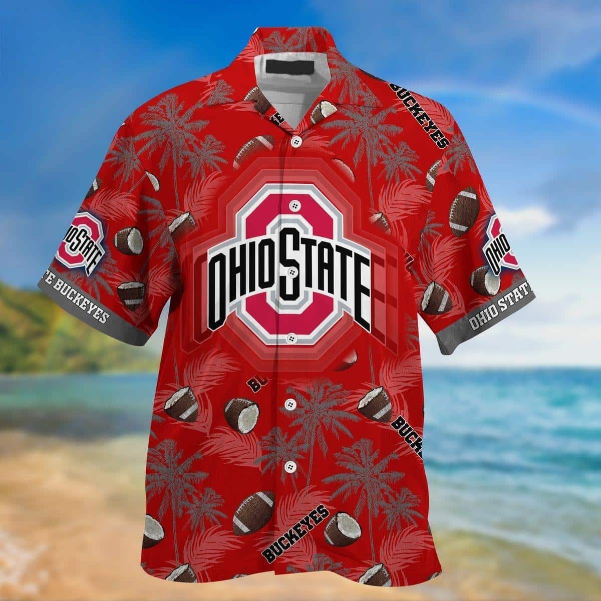 Red Aloha NCAA Ohio State Buckeyes Hawaiian Shirt Tropical Flora Gift For Grandfather Red Aloha NCAA Ohio State Buckeyes Hawaiian Shirt Tropical Flora Gift For Grandfather
