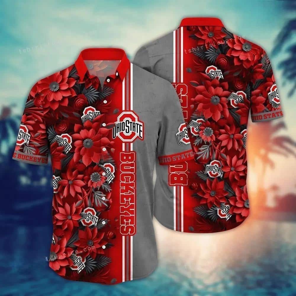 Colorful NCAA Ohio State Buckeyes Hawaiian Shirt Abstract Flora Gift For Stepdad Colorful NCAA Ohio State Buckeyes Hawaiian Shirt Abstract Flora Gift For Stepdad