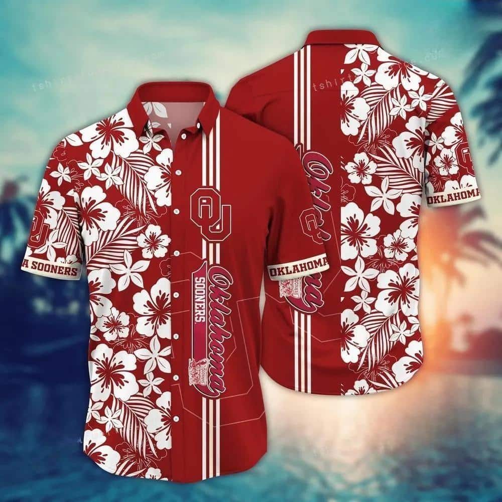 Red Aloha NCAA Oklahoma Sooners Hawaiian Shirt Tropical Plants Gift For Beach Trip