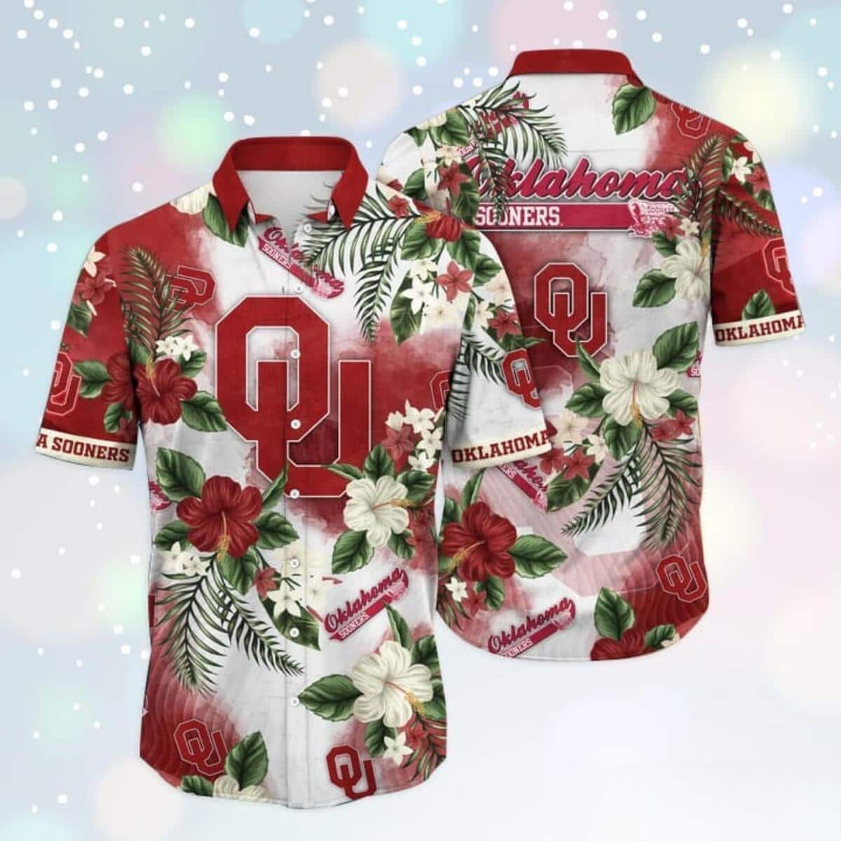 NCAA Oklahoma Sooners Hawaiian Shirt Hibiscus Flowers Gift For Great Dad NCAA Oklahoma Sooners Hawaiian Shirt Hibiscus Flowers Gift For Great Dad