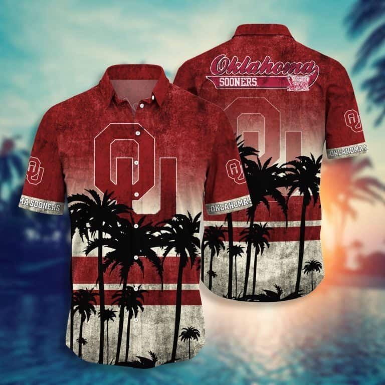 Vintage Aloha NCAA Oklahoma Sooners Hawaiian Shirt Sunset Scenery Gift For Nature Lovers