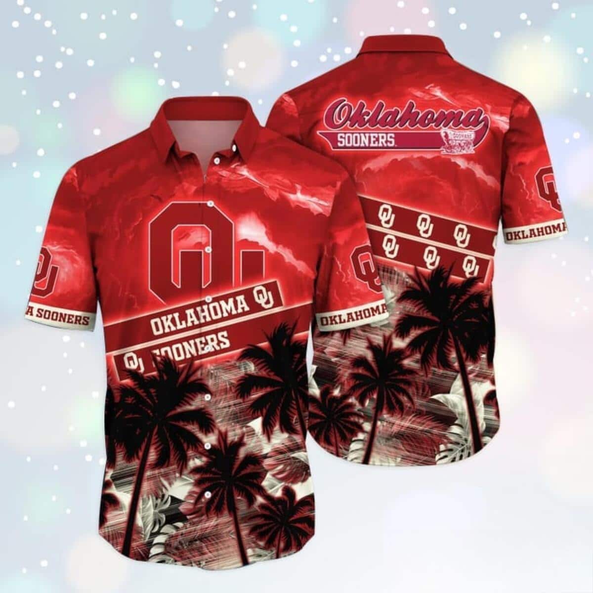 Vintage Aloha NCAA Oklahoma Sooners Hawaiian Shirt Sunset Landscape Best Family Gift