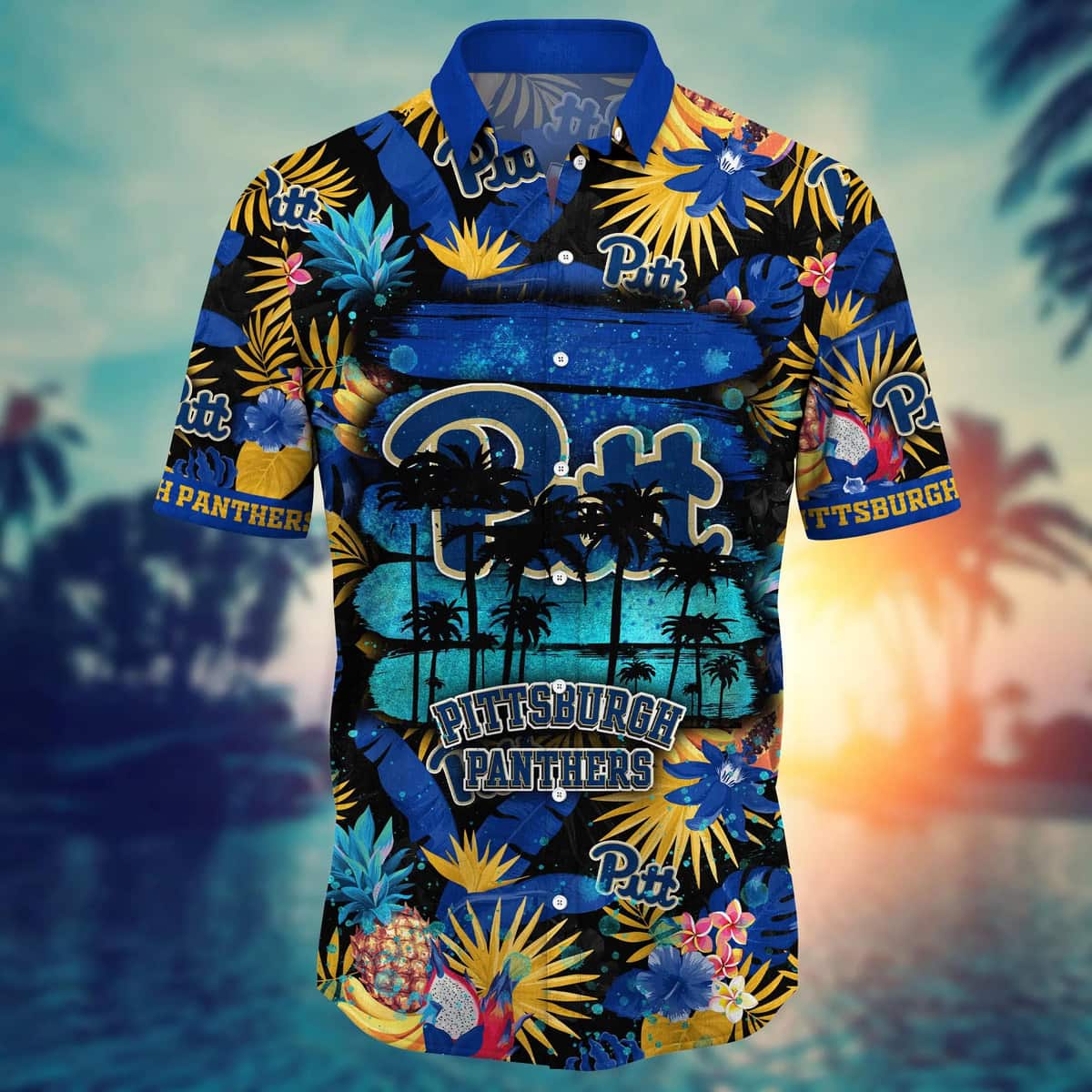 NCAA Pitt Panthers Hawaiian Shirt Colorful Tropical Fruit Gift For Boyfriend NCAA Pitt Panthers Hawaiian Shirt Colorful Tropical Fruit Gift For Boyfriend