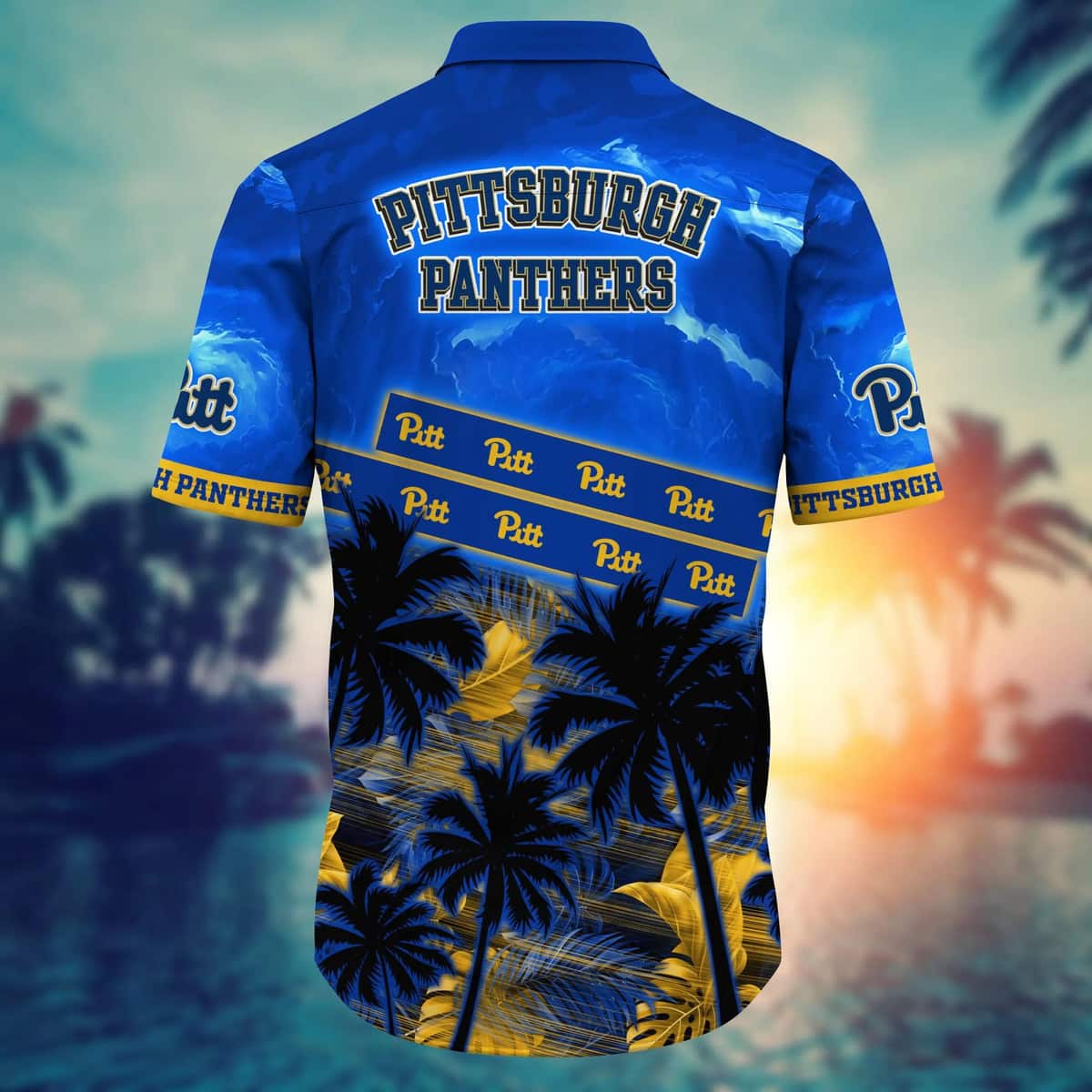 Vintage Aloha NCAA Pitt Panthers Hawaiian Shirt Sunset Scenery Gift For Boyfriend Vintage Aloha NCAA Pitt Panthers Hawaiian Shirt Sunset Scenery Gift For Boyfriend