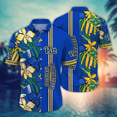 NCAA Pitt Panthers Hawaiian Shirt Tropical Plants Gift For Nature Lovers