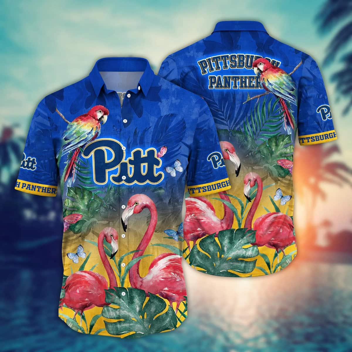 NCAA Pitt Panthers Hawaiian Shirt Flamingo Aloha Gift Ideas For Summer