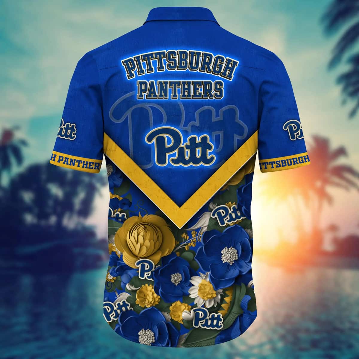 NCAA Pitt Panthers Hawaiian Shirt Abstract Flowers Gift For Beach Lovers NCAA Pitt Panthers Hawaiian Shirt Abstract Flowers Gift For Beach Lovers