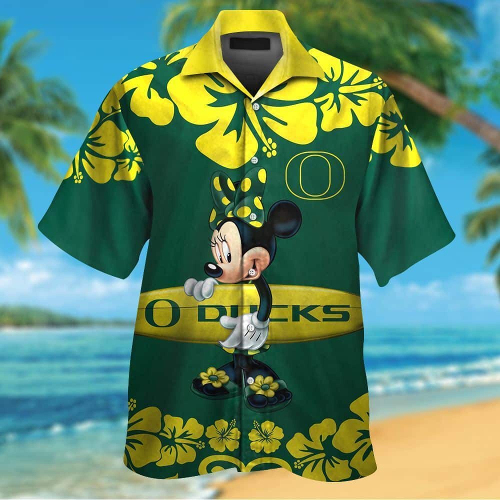 NCAA Oregon Ducks Hawaiian Shirt Minnie Mouse Funny Gift For Disney Lovers