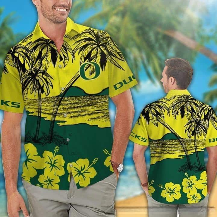 NCAA Oregon Ducks Hawaiian Shirt Aloha Beach Scenery Gift For Stepdad NCAA Oregon Ducks Hawaiian Shirt Aloha Beach Scenery Gift For Stepdad