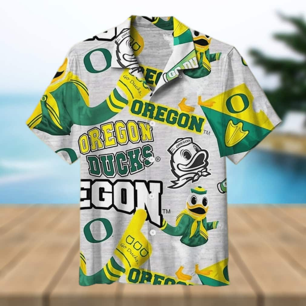 Grey Aloha NCAA Oregon Ducks Hawaiian Shirt Game Symbol Gift For Great Dad