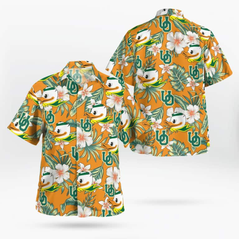 NCAA Oregon Ducks Hawaiian Shirt Tropical Summer Plants Gift For Grandfather