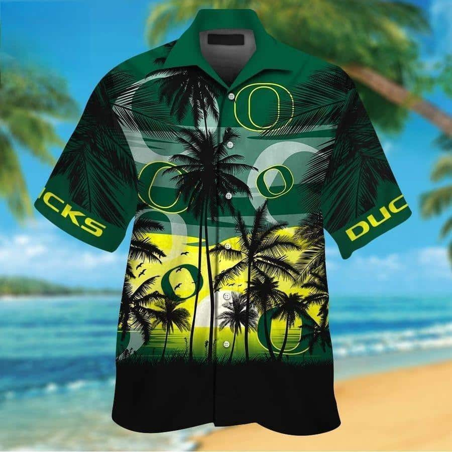 NCAA Oregon Ducks Hawaiian Shirt Vintage Aloha Landscape Gift For Hunters