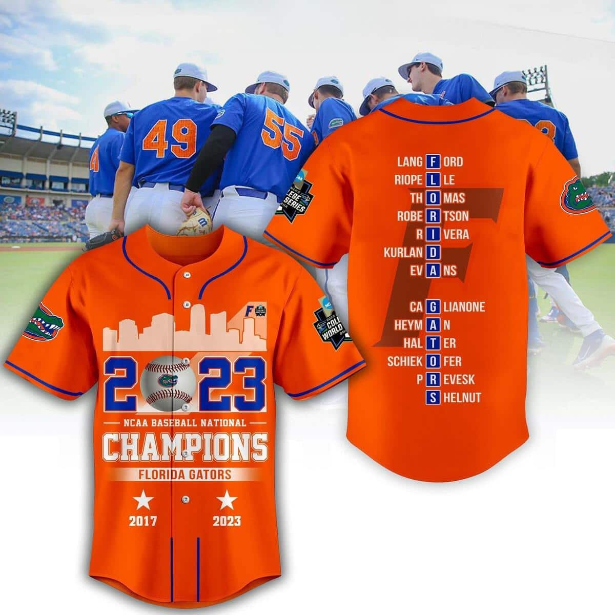 Orange Florida Gators Baseball Jersey 2023 NCAA Baseball Nationbal Champions Best Gift For Sport Lovers