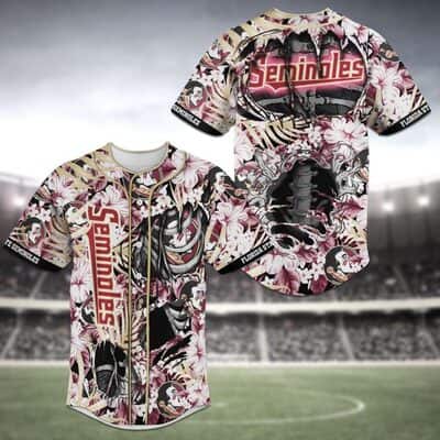 Stylish NCAA Florida State Seminoles Baseball Jersey Skeleton And Flowers Gift For Sports Lovers Stylish NCAA Florida State Seminoles Baseball Jersey Skeleton And Flowers Gift For Sports Lovers