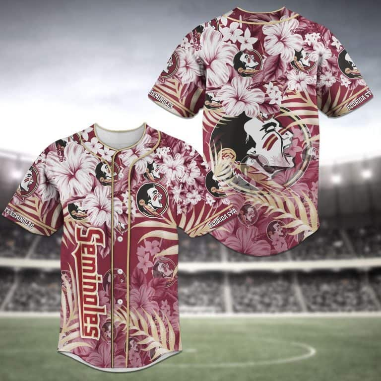 Aloha NCAA Florida State Seminoles Baseball Jersey Tropical Flowers Gift For Him