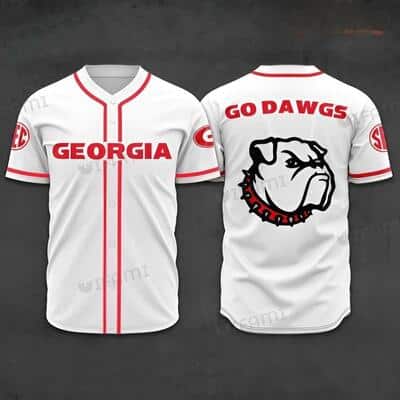 White NCAA Georgia Bulldogs Baseball Jersey Go Dawgs Gift For Friends