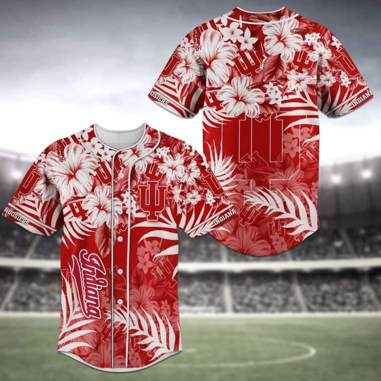 Aloha NCAA Indiana Hoosiers Baseball Jersey Tropical Flower Gift For Sport Lovers