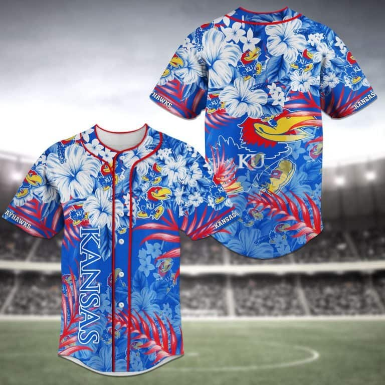 Aloha NCAA Kansas Jayhawks Baseball Jersey Hibiscus Flowers Gift For Best Friend