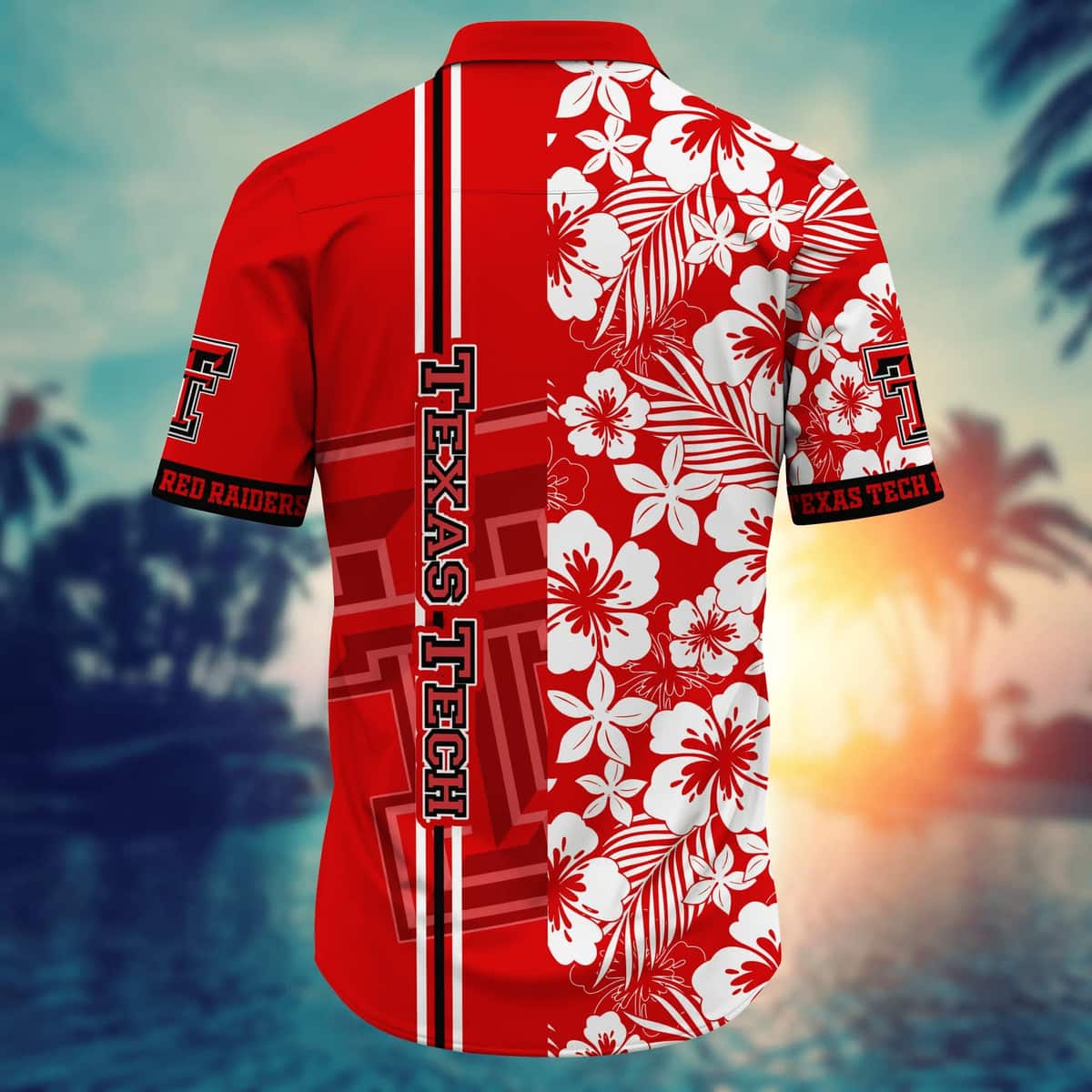 NCAA Texas Tech Hawaiian Shirt White Tropical Flower Gift For Boyfriend NCAA Texas Tech Hawaiian Shirt White Tropical Flower Gift For Boyfriend