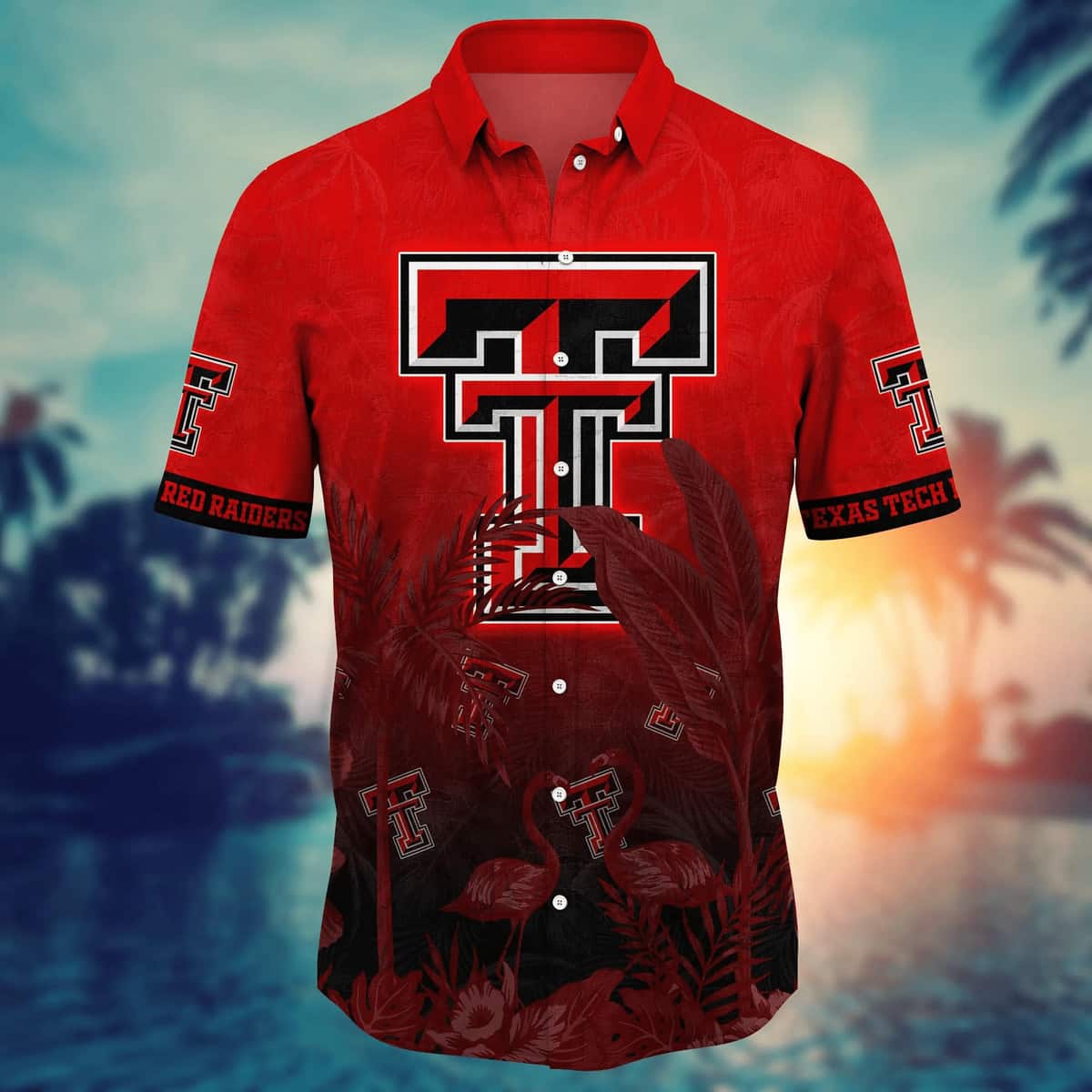 NCAA Texas Tech Hawaiian Shirt Flamingos And Banana Trees Best Gift For Grandpa NCAA Texas Tech Hawaiian Shirt Flamingos And Banana Trees Best Gift For Grandpa