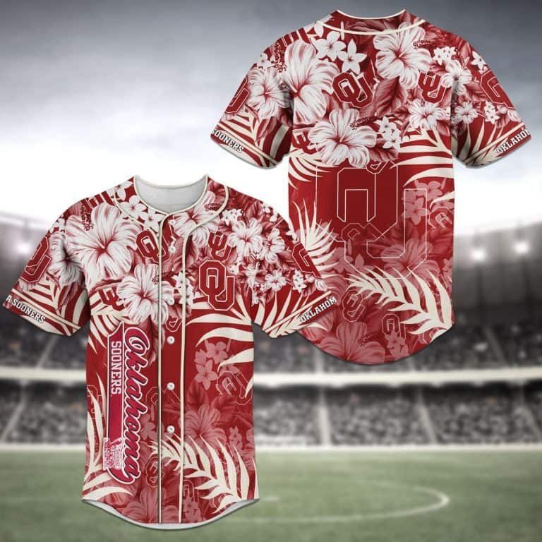 Aloha NCAA Oklahoma Sooners Baseball Jersey Tropical Flower Gift For New Grandpa