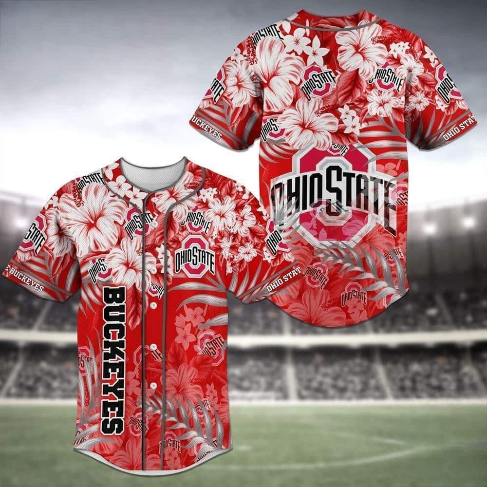 Aloha NCAA Ohio State Buckeyes Baseball Jersey Tropical Flowers Gift For Football Lovers