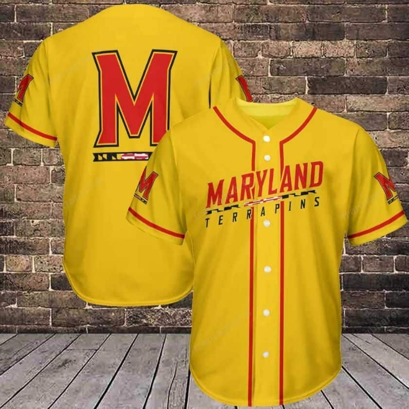 Yellow NCAA Maryland Terrapins Baseball Jersey Gift For Friends