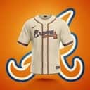 Beige MLB Atlanta Braves Baseball Jersey Gift For Best Friend Beige MLB Atlanta Braves Baseball Jersey Gift For Best Friend